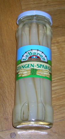 Jar of canned white asparagus