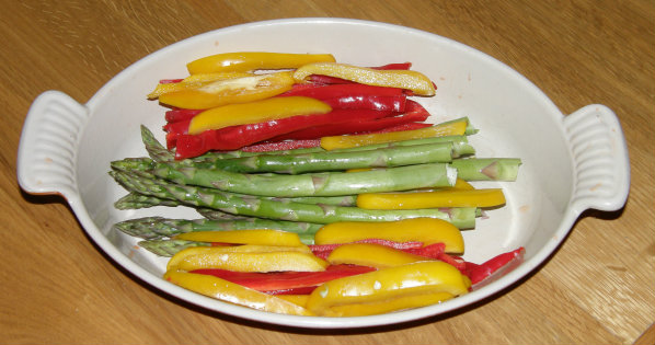 ASparagus & Sweet Pepper bake ready to cook